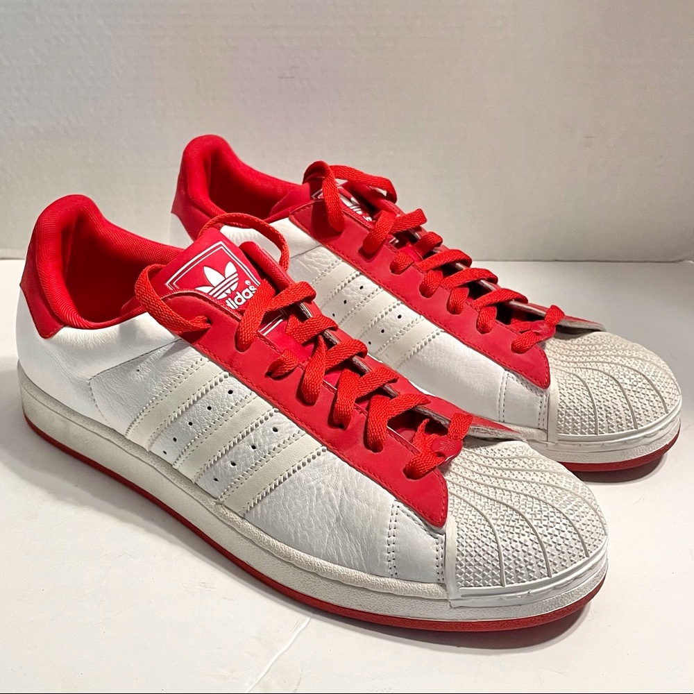 Adidas Men's White and Red Sneakers